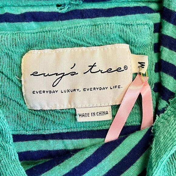 Evy’s Tree Pullover Hoodie Striped Sleeves Pocket Pouch Medium - Picture 10 of 13